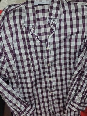 Lincs Purple and Blue Check Cotton Button-Down Shirt